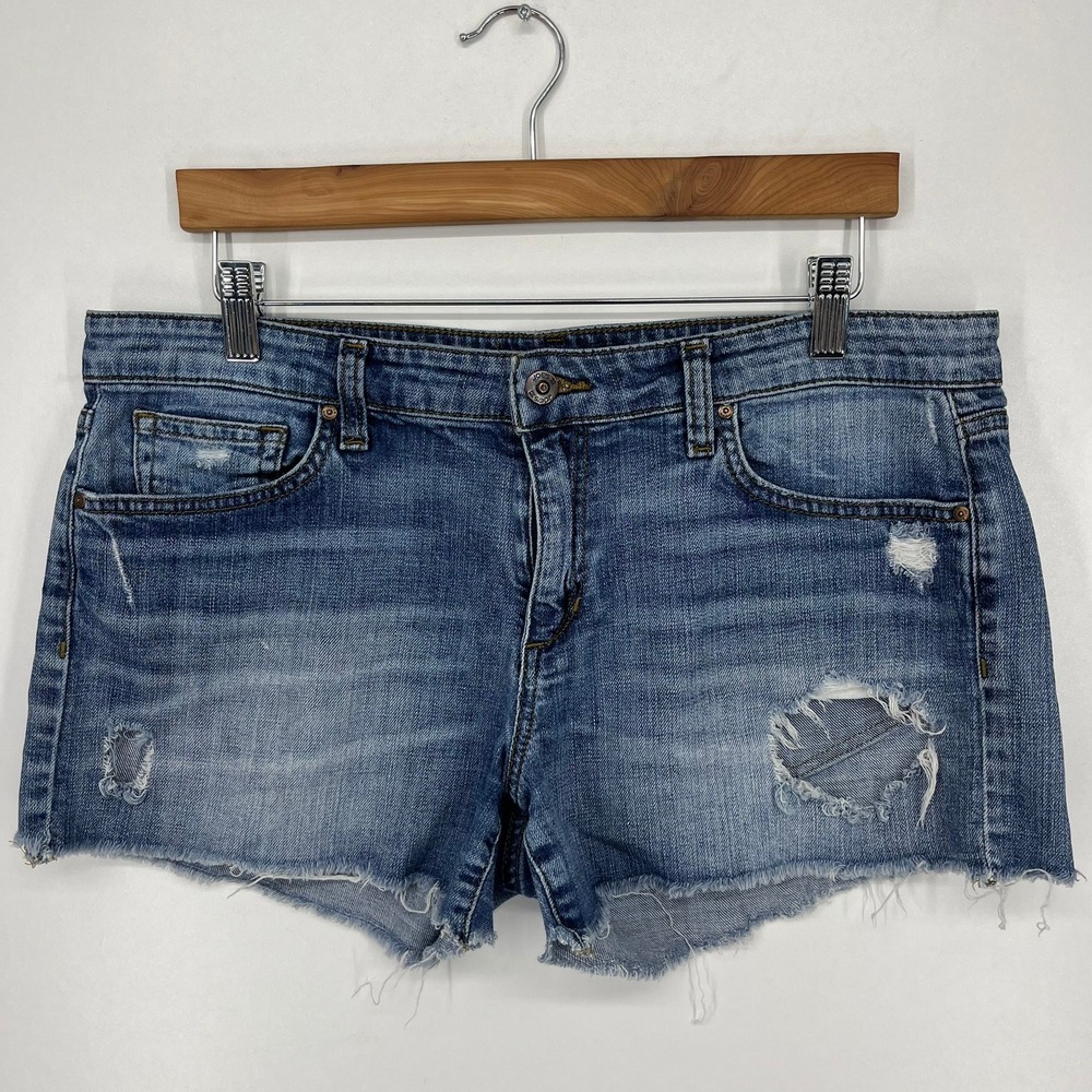 Joes Jeans Womens 32 Distressed Cut Off Denim Shorts Medium Wash Frayed Hem
